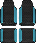 Skechers Leather Car Floor Mats with Anti-Slip Pad, Universal Waterproof Fit Automotive Floor Mats for SUV, Vans, Sedans, Trucks - Full Set 4pcs Blue