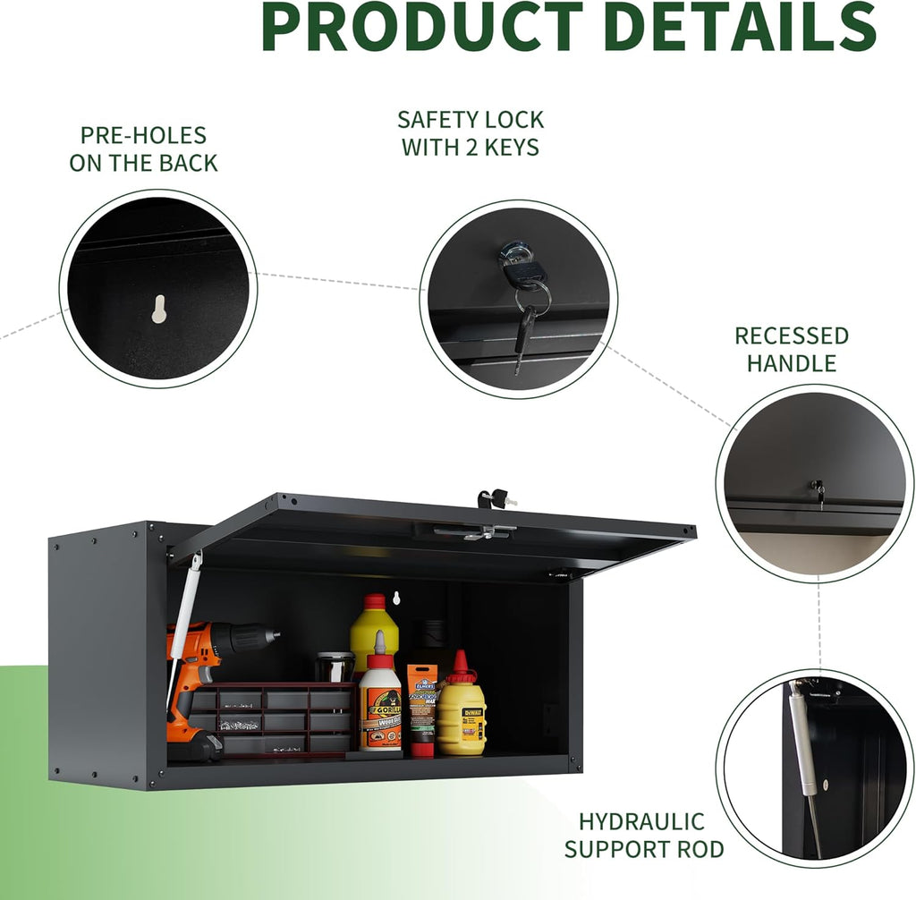 Garage Wall Cabinet,Metal Wall Cabinet with Doors and Adjustable Shelves,Steel Utility Wall Mounted Tool Cabinets for Home,Office,Kitchen,Warehouse