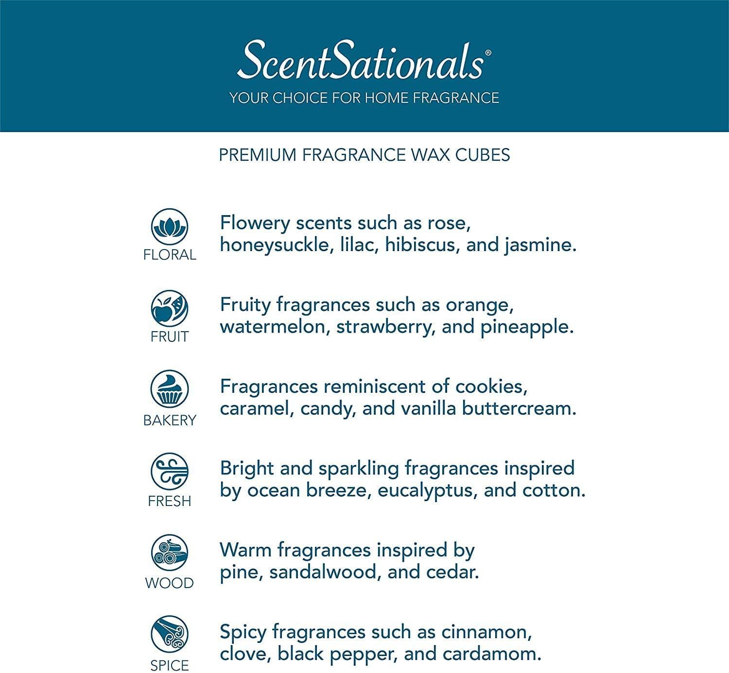 Scentsationals Wax Melts, Wax Cubes Strong Scent - Strawberries & Cream - Long Lasting Scented Melts for Warmer, 10oz (24-Cubes)