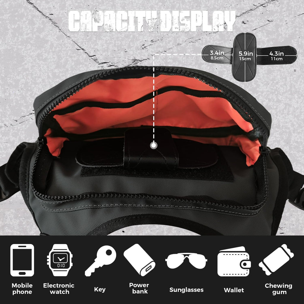 Outdoor Chest Bag For Men, EDC Chest Pack With Built-In Phone Holder, Lightweight Chest Rig Pouch