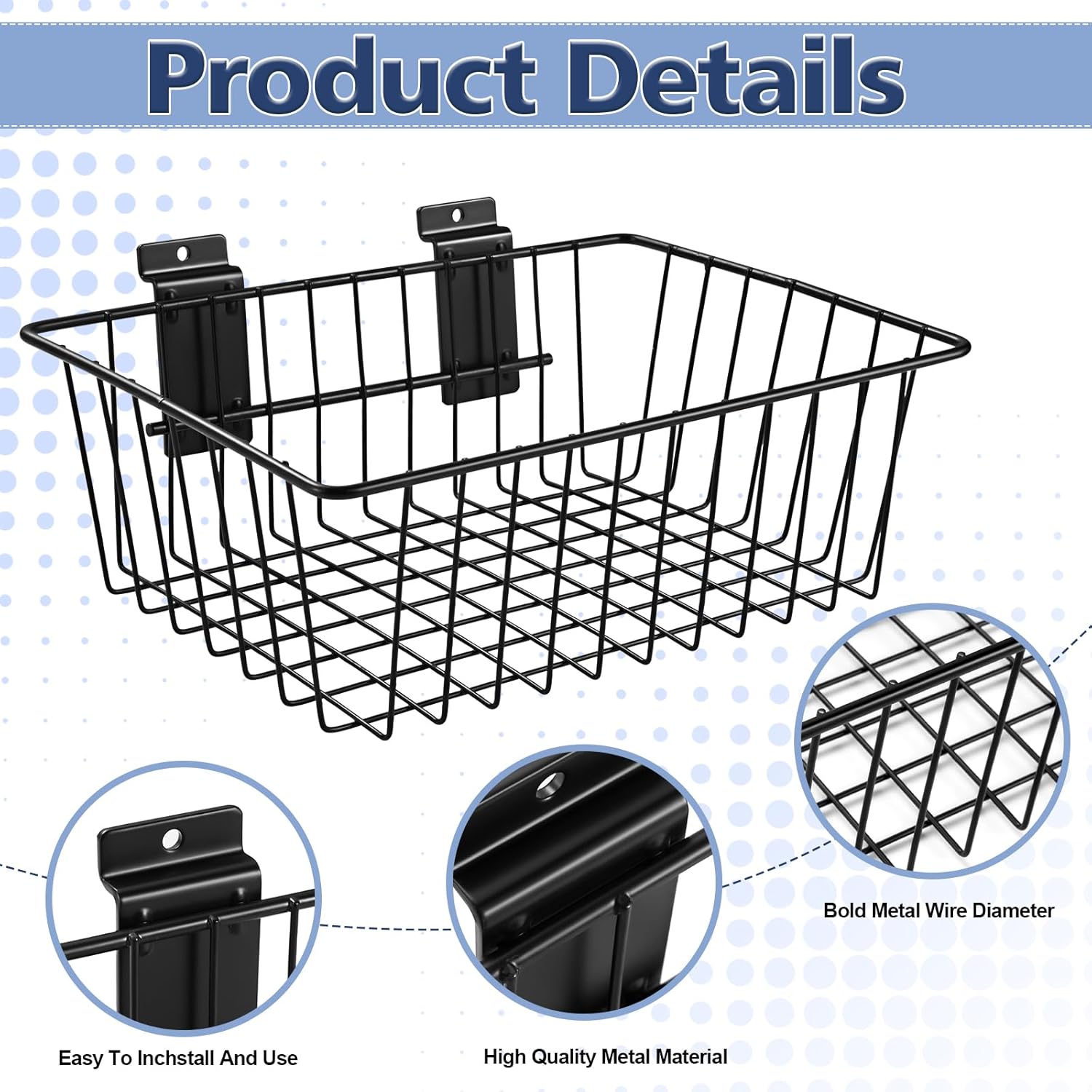 Polmart Heavy Duty Slatwall Basket, 2-Pack