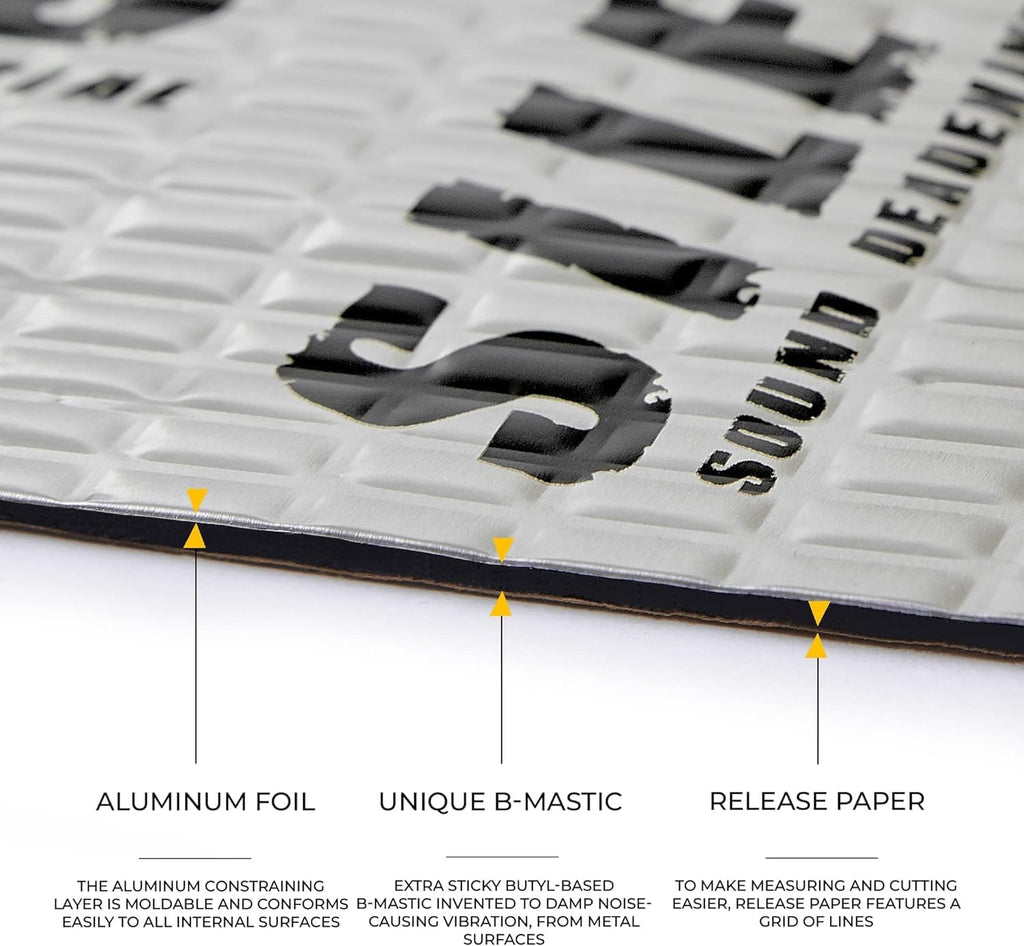 Siless 80 mil (2mm) Car Sound Deadening mat - Butyl Automotive Sound Deadener - Noise Insulation and Vibration Dampening Material 5 sqft (0.46 sqm)