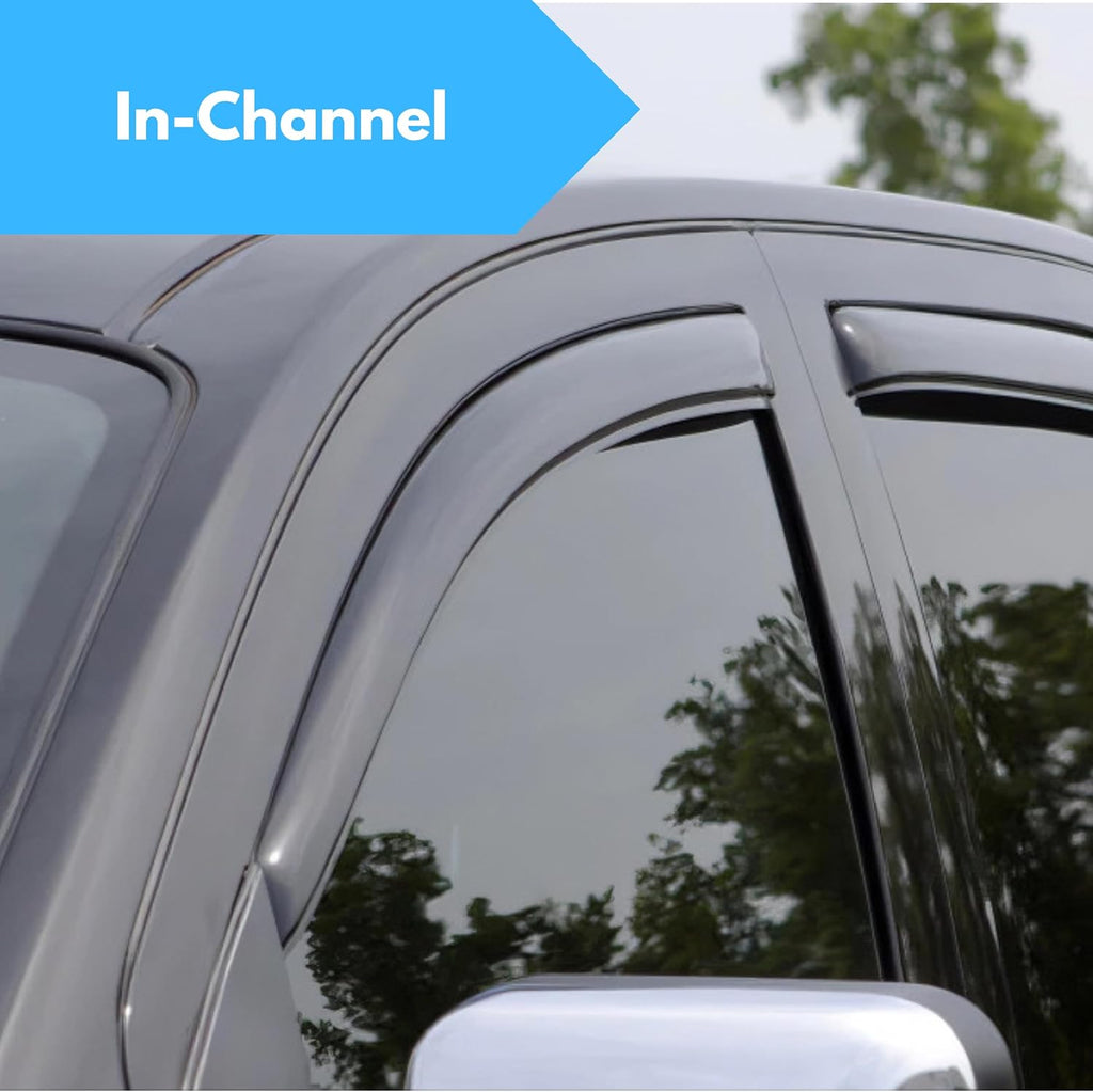KPY Window Visor Compatible with Honda Ridgeline 2006-2014, 4PC Rain Guard Side Window Vent Deflectors in-Channel Style, 2006 2007 2008 2009 2010 2011 2012 2013 2014