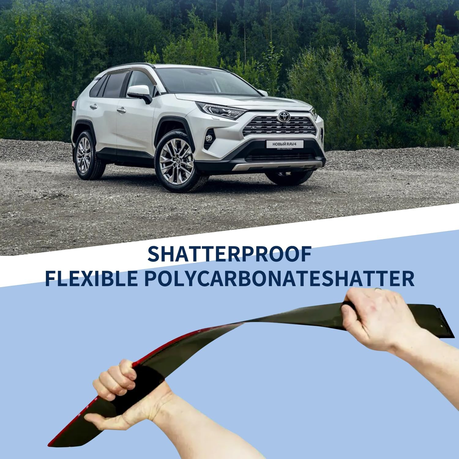 4PCS Rain Guards Fit for 2013-2018 Toyota RAV4 LE XLE SE, Tape-on Outside Mount Window Visors, Smoke Side Window Deflector, Vent Shade Shield, 2013 2014 2015 2016 2017 2018, Exterior Car Accessories