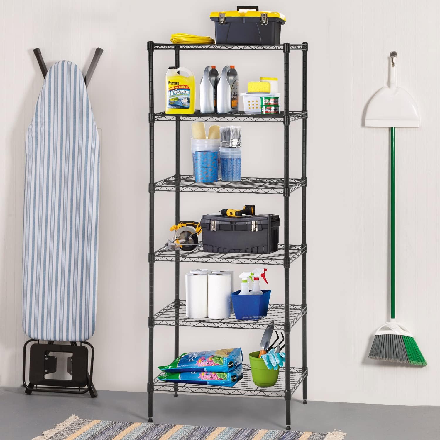 BestOffice Adjustable Wire Shelving Storage Shelves Heavy Duty Shelving Unit for Small Places Kitchen Garage (Black, 13 D x 23 W x 59 H)