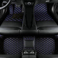 Add Personal Touch to Your Vehicle with IMEISH Customizable Logo Text Car Mats for 99% of vehiclesPads Protection Non-Slip Leather Floor Liners (Black Blue)