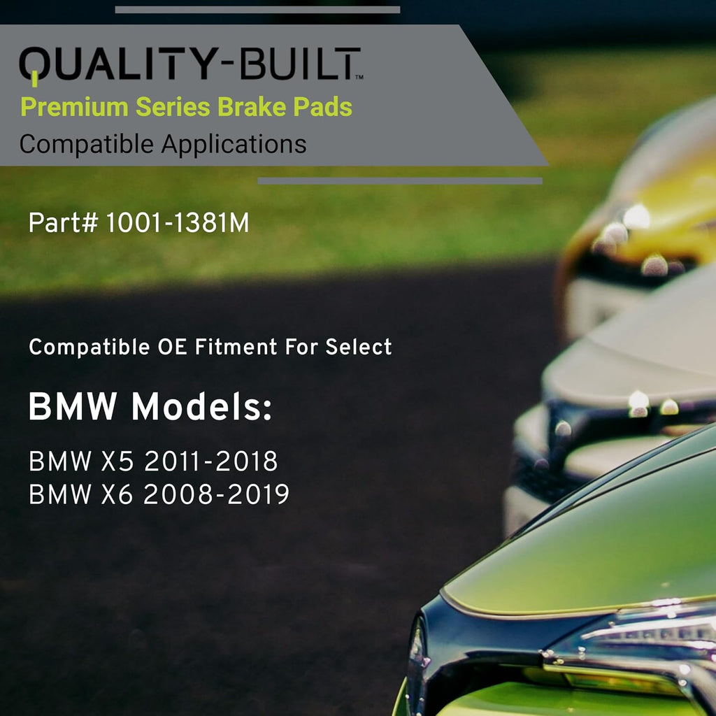 Premium Semi-Metallic Front Brake Pads (1001-1381M) Compatible with BMW X5 2011-2018, BMW X6 2008-2019