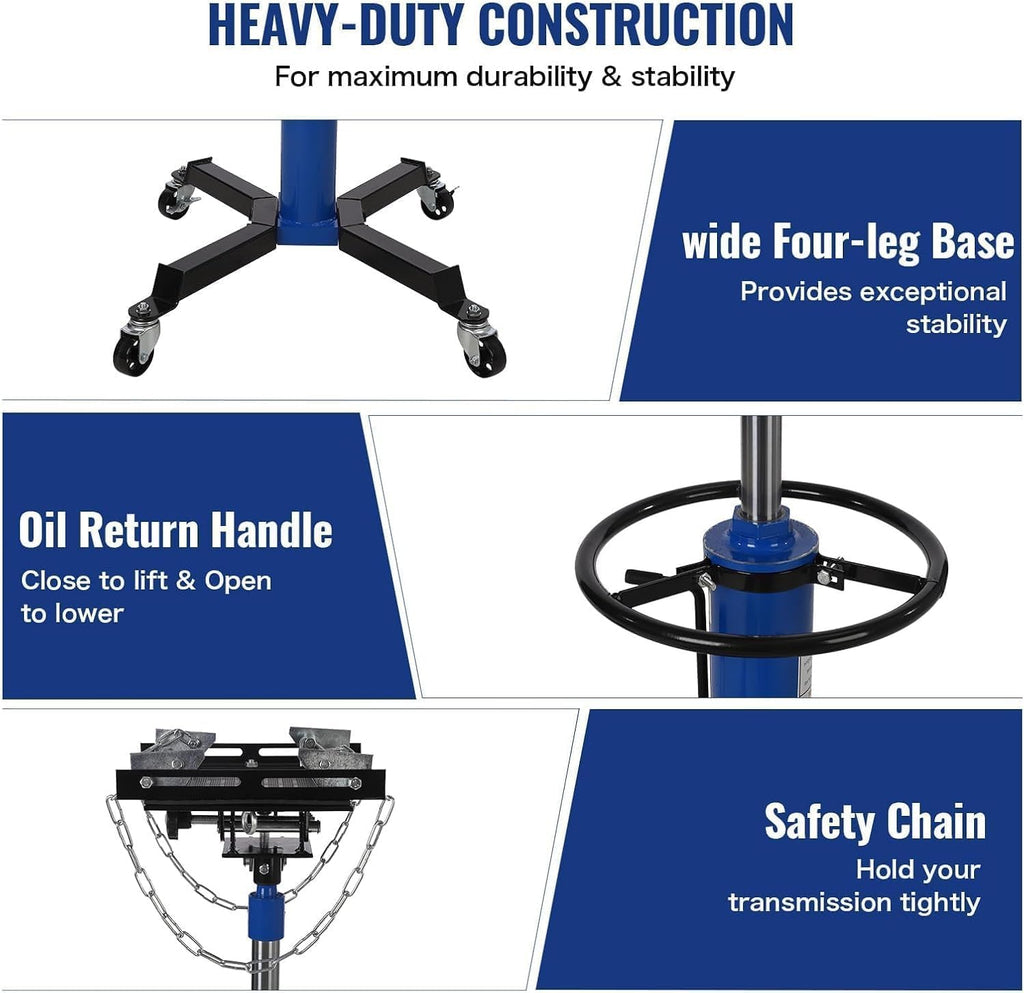 Transmission Jack 1322 LBS Hydraulic Telescoping 2-Stage Lift Jack Stand 33.8"-72.8" High Lift Transmission Jacks with Foot Pedal & 360° Swivel Wheels for for Garage/Workshop Car and Truck Repairs