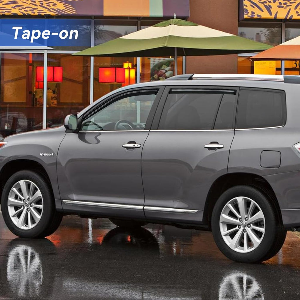 Window Visors Rain Guards Shield for 2008-2013 Toyota Highlander, Out-Channel Window Vent Wind Deflectors Visors Shades for 08-13 Highlander Hybrid