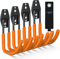 3-H Garden Hose Holder Wall Mount 4 Pack,Solid Steel Hose Hanger,Water Hose Holders for Outside,Perfect for Hanging Outdoor Air Hose,Ropes,Pipes,Garden Tools,Ladders,Bikes,Bulk Items(Orange)