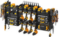 CCCEI Black Large Tools Organizer Wall Mount Charging Station, 39 Inch Long Power Tool Battery Storage Rack with 10FT Power Strip. 8 Drill Holder, Garage Utility Shelves. Pegboard Hanging Extension.