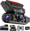 LAMTTO Dash Cam Front and Rear Inside with Hardwire Kit for 24h Security Parking Monitor, 360 Degree View 4 Channel 1080P Dash Camera for Cars Left Right, IR Night Vision Dashcam, Free 128GB Card