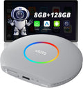 CB6 CarPlay AI Box & Android AI Box, Wireless CarPlay/AndroidAuto Adapter, Plug & Play CarWave Car Smart Box with AI DriveChat, GPS Track, Android 13, 2 BT, 4G LTE, 8G+128G, Silver
