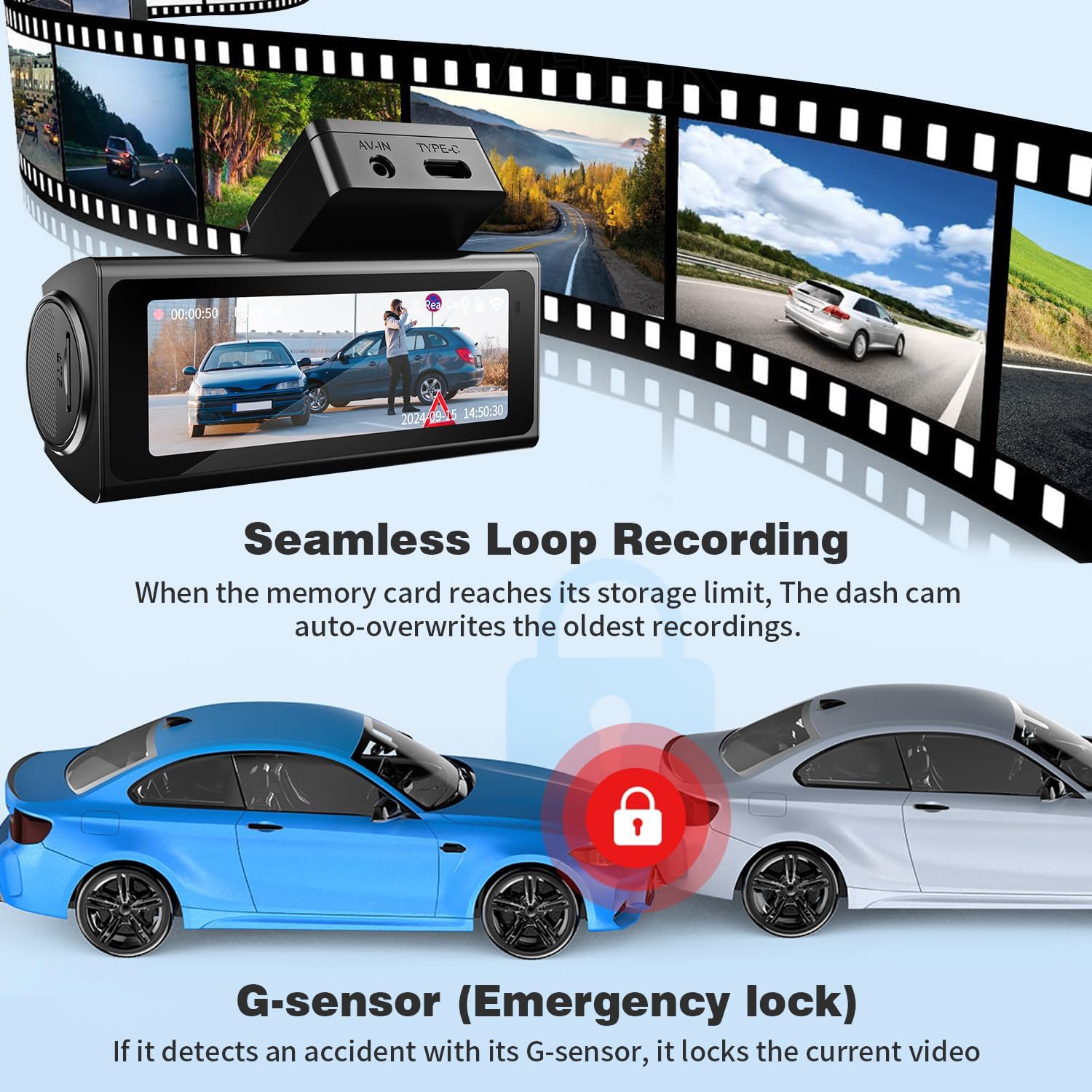Dash Cam Front and Rear, UHD 4K Night Vision Dash Camera for Car with 3.2'' IPS Screen, 30FPS Dashcam Built-in GPS with App Control, 24H Parking Mode, G-Sensor