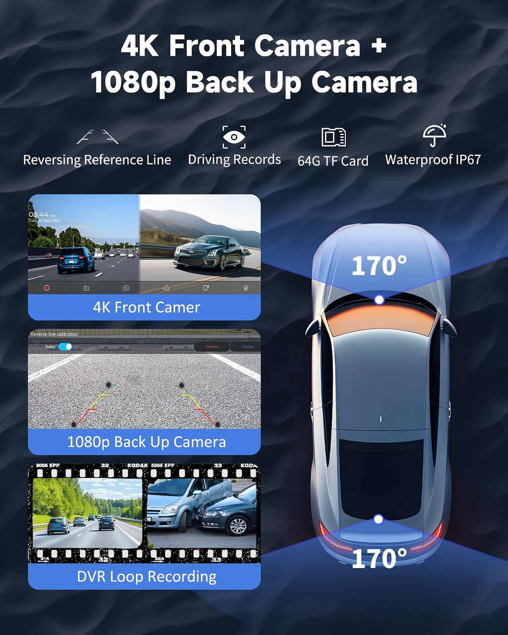 Wireless Carplay Screen for Car - 10.26 Inch Car Stereo Wireless Car Play & Android Auto Touch Screen, with 4K Dash Cam, Backup Camera, GPS Navigation, Voice Control,Bluetooth,Mirror Link,FM