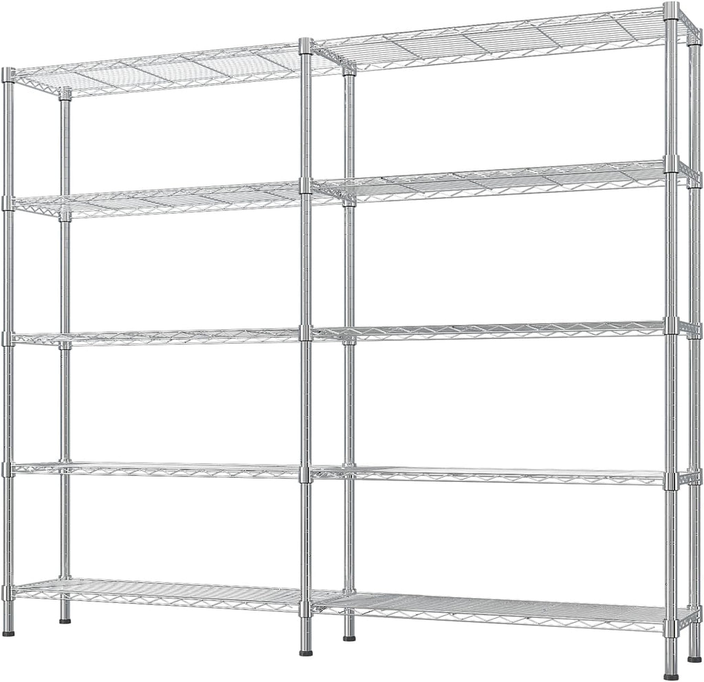 VINGLI 5 Tier Storage Shelves 1430LBS Heavy Duty Metal Shelving, Upgraded 58" W Garage Shelving Unit, Adjustable Wire Shelf for Storage Rack Commercial Pantry Shelf Organizer, 58" W × 13.8" D × 71" H