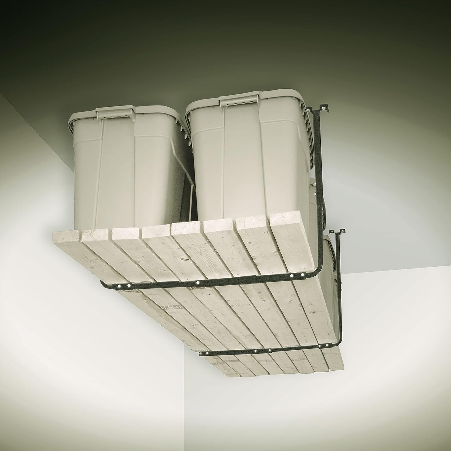80844-10 34 in. x 26 in. Adjustable Garage Ceiling Mount Storage Rack Kit - Hammertone