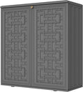 Storage Box Outdoor Caninet,Resin Indoor Storage Box Waterproof Outdoor Storage Cabinets for Patio/Garden/Backyard, Size 34.3''L*15''W*36.2''H(Grey)