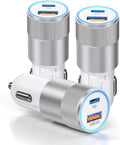 3-Pack Car Charger, Ancekoy 38W Dual Port Fast Charge PD & QC 3.0 Car Adapter Cigarette Lighter USB Plug for iPhone 16/15/14/13 Pro Max, iPad, Galaxy S25/S24/S23 and More (White)