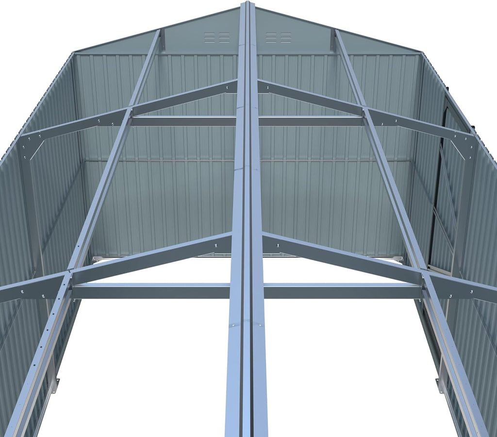 KUIKUI Metal Garage Shed Without Floor, 10x20FT Heavy Duty Outdoor Shed and Storage with 2 Doors and 4 Vents, Car Sheds Outdoor Garage
