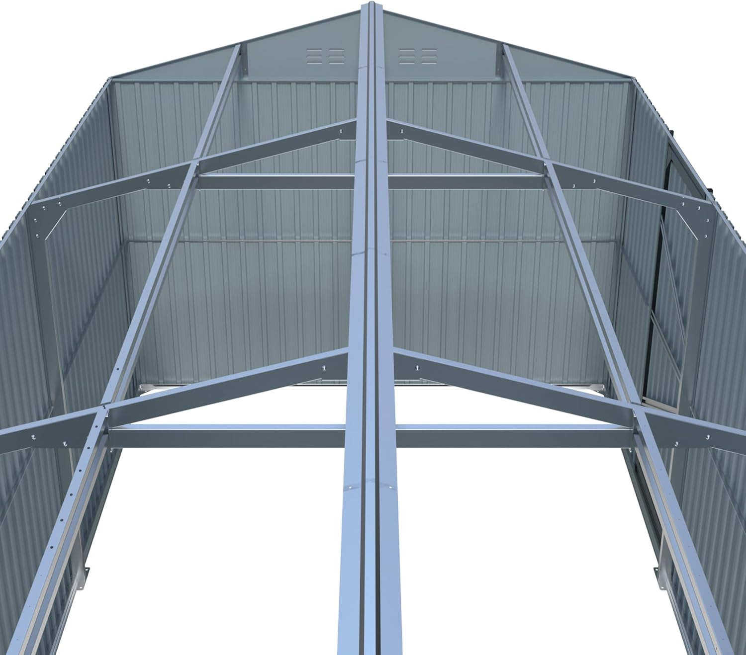 KUIKUI Metal Garage Shed Without Floor, 10x20FT Heavy Duty Outdoor Shed and Storage with 2 Doors and 4 Vents, Car Sheds Outdoor Garage