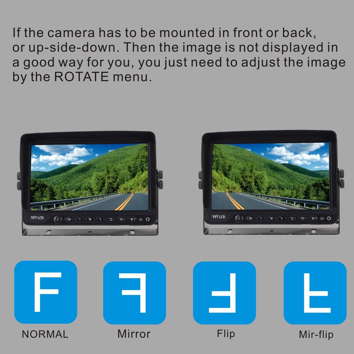 AHD 1080P 7" Reverse Rear View Backup Camera System, Camera with Night Vision Waterproof IP69K Vibration-Proof 10G for Tractor/Truck/Bus/Motorhome/Excavator/Caravan/Skid Steer/Harvester