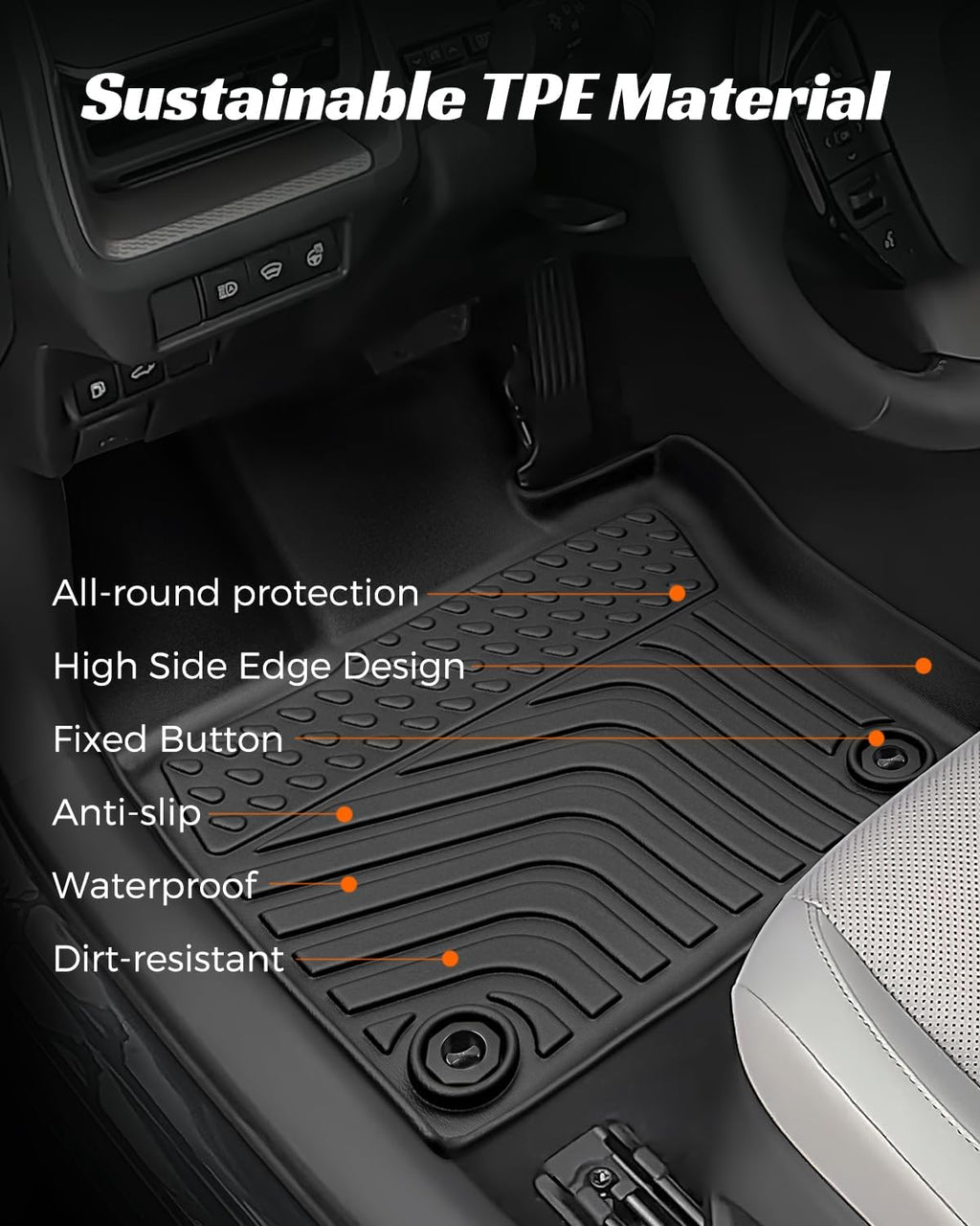 Floor Mats Cargo Liner for Toyota Prius 2023 2024 2025, All Weather Car Floor Mats for 5th Gen pruis 2023-2025, Non-Slip Waterproof Floor Liner Car Accessories for Prius LE XLE Limited Prime