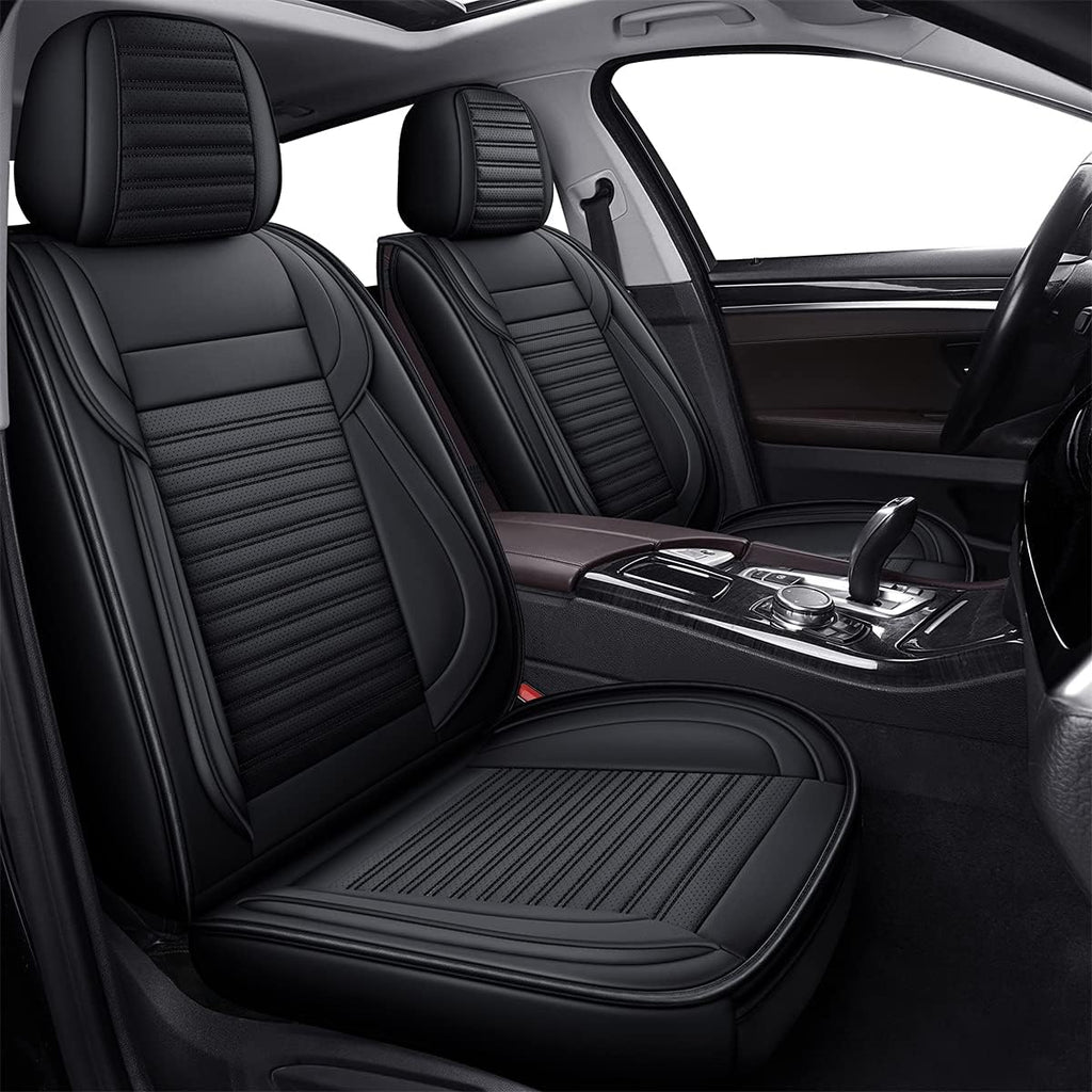 LINGVIDO Car Seat Covers, Breathable and Waterproof Faux Leather Automotive Seat Covers for Cars SUV Truck Sedan,Universal Anti-Slip Driver Seat Cover with Backrest (Front Seat, Black)