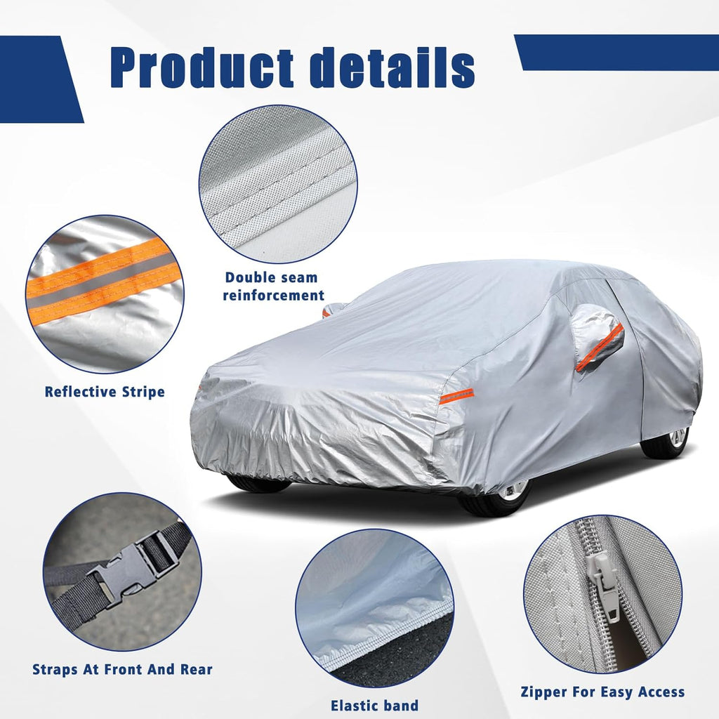 Kayme 6 Layers Car Cover Custom Fit for Nissan Altima (2002-2025) Waterproof All Weather for Automobiles, Outdoor Full Cover Rain Sun UV Protection.Silver