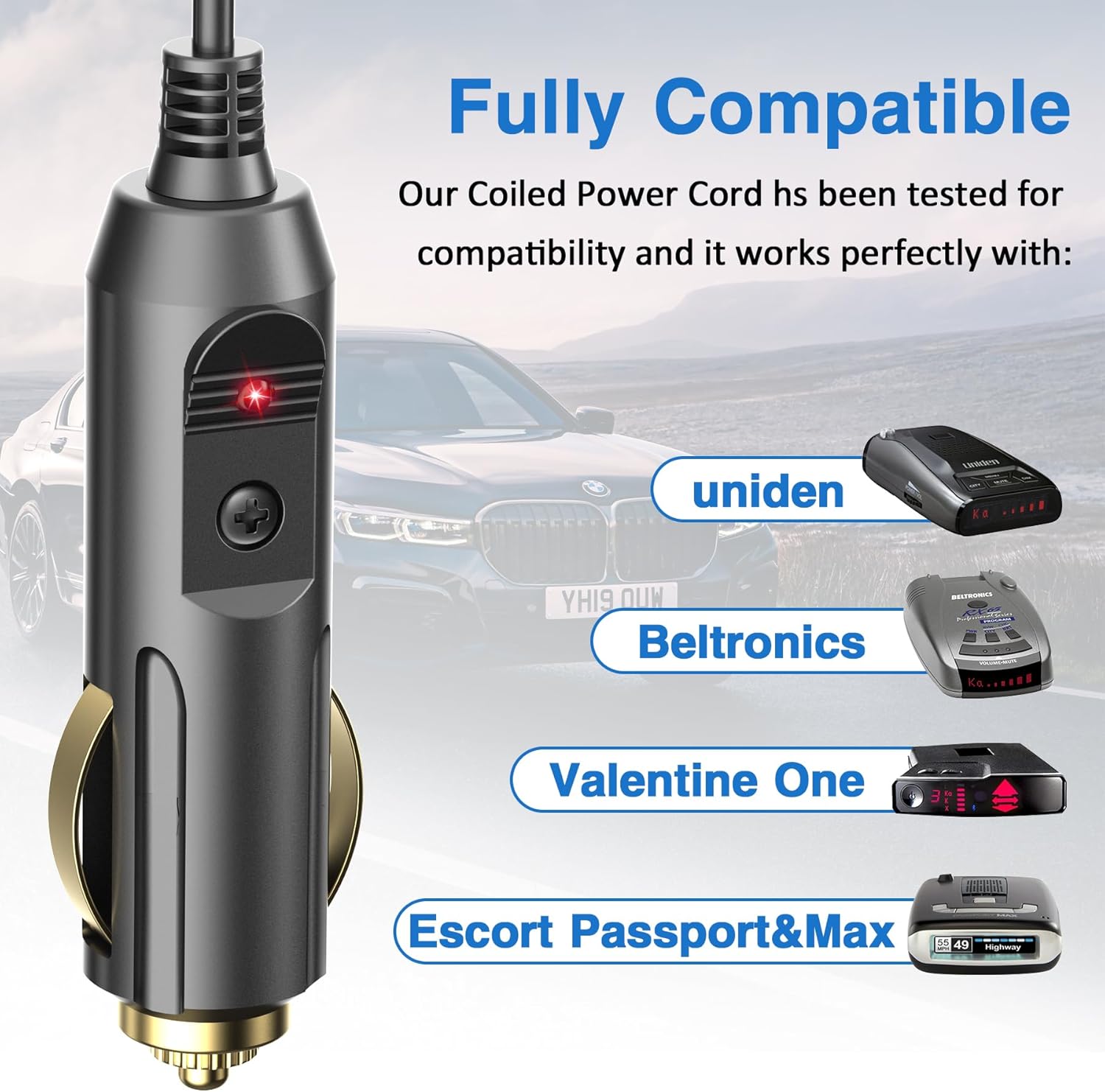 Radar Detector Power Cable Compatible with Escort Max 360 passport 9500ix Valentine One Radenso XP/SP Beltronics Pro RX65 DFR6 DFR7, Replacement Radar Detector Power Cord with RJ11 Ports 6.5ft