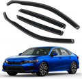 in-Channel Window Rain Guards Fit for 2022 2023 2024 2025 Honda Civic LX EX SI HPT Sport Touring Sedan 4-Door, Durable Side Window Deflector, Smoke Tinted Vent Visors Shade
