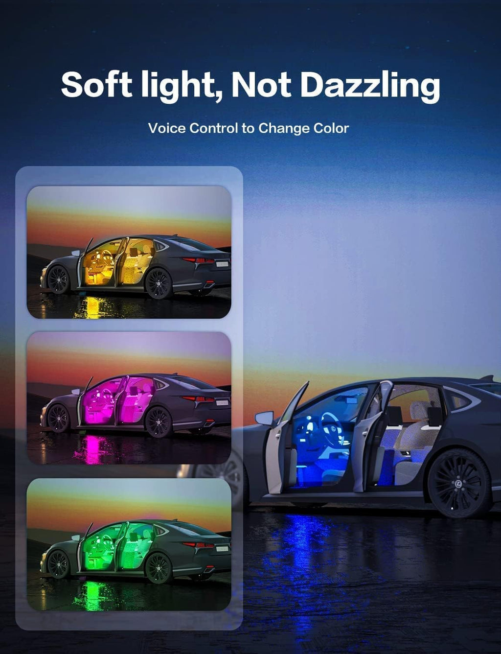 Interior Car Lights, Led Lights for Car Accessories, Birthday Gifts for Women Men, Halloween Trunk or Trick Car Decorations Kit APP Remote Control with Changer Color Change Lights for Jeep Truck Decor