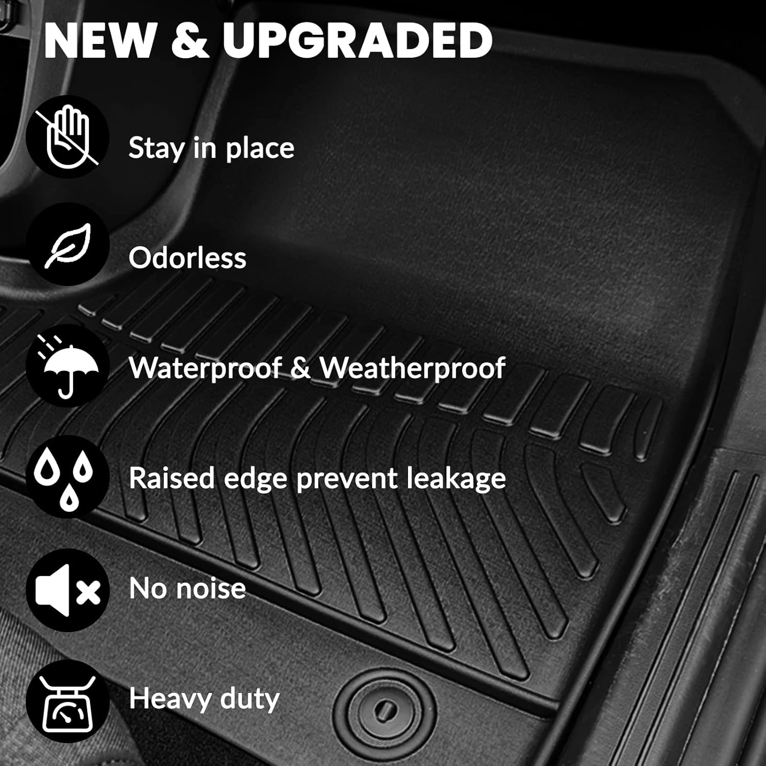 Auxko All Weather Floor Mats Fits for Honda CR-V 2023 2024 2025 2026 (Include Hybrid) TPE Rubber Liners Accessory for Honda CRV 2023 2024 2025 2026 Odorless Anti-Slip Mats Black