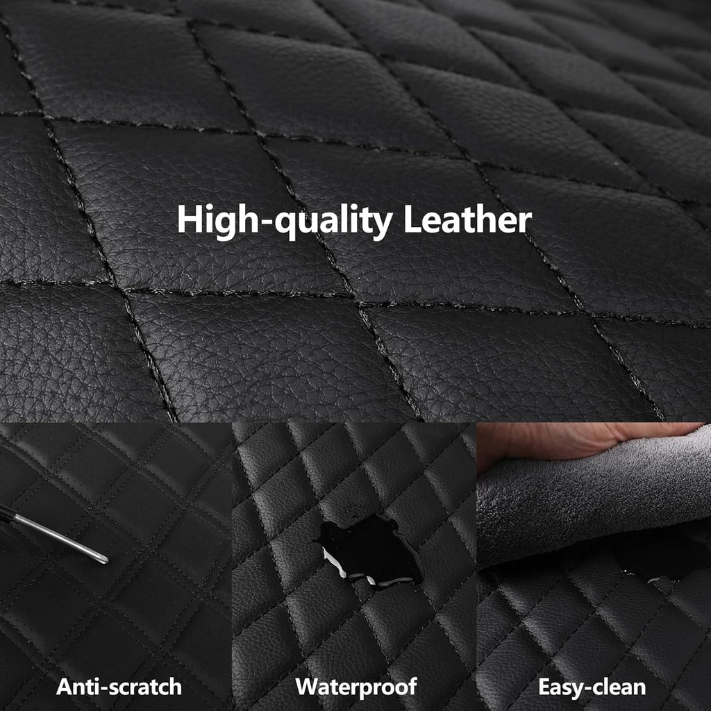 Leather Car Seat Covers,Breathable and Waterproof Seat Cover Full Set,PU Premium Universal Fit Automotive Airbag Compatible for Cars Sedans SUVs Vans and Trucks(Full Seat,Black,N1)