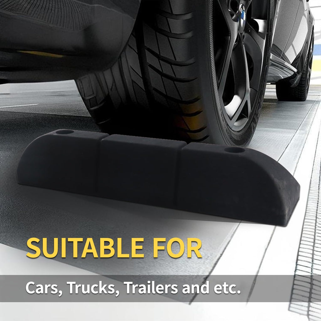 Parking Stopper for Garage Parking Aid 2 Pack Block, Car Truck Curb Floor Parking Lot Wheel Tire Stops Bumpers with Bolt Installation, Rubber Vehicles Aid Gadgets