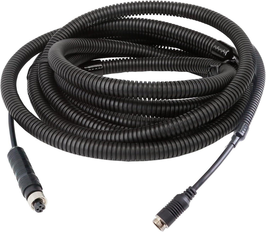 4 Pin Backup Camera Cable with Corrugated Tube Cover, 4 Pin Aviation Extension Cord, Weatherproof, Compatible with Rearview Camera Systems, Radar DVRs, CCTV Security Systems(10FT/3M)