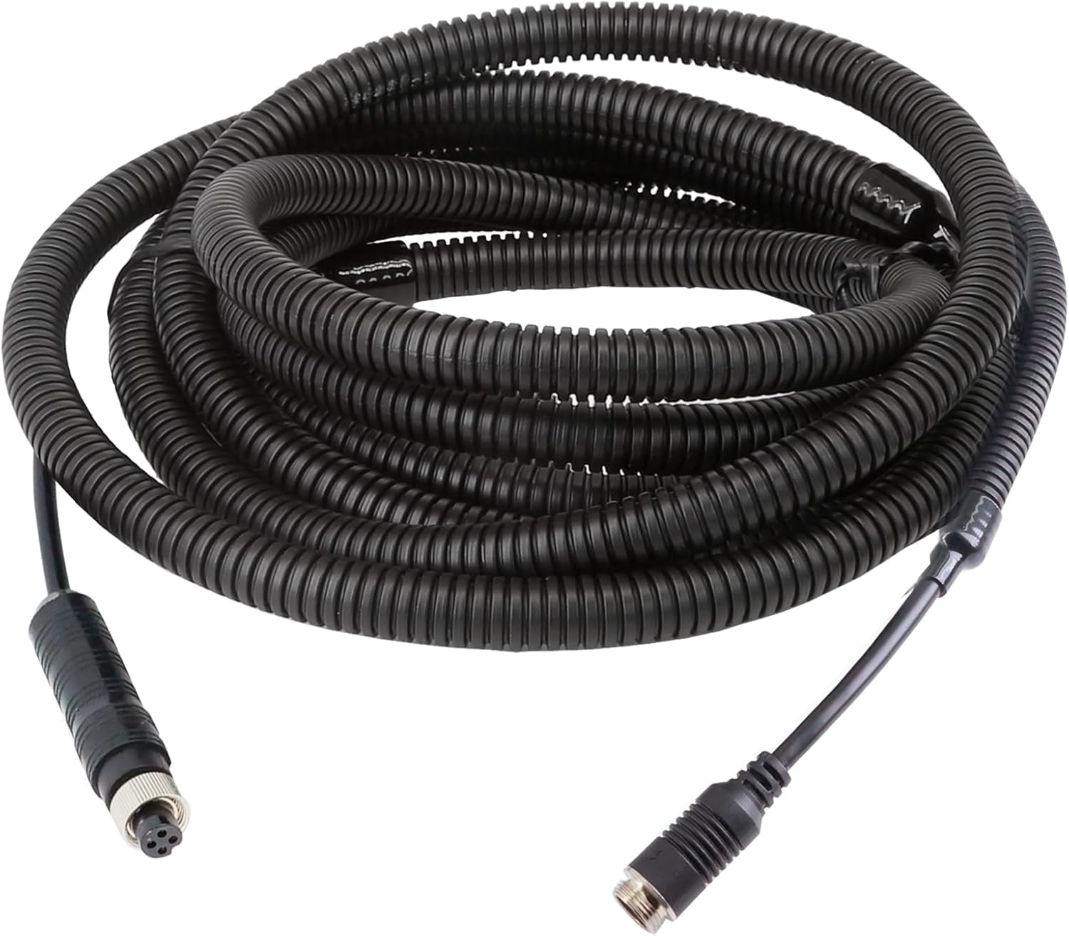 4 Pin Backup Camera Cable with Corrugated Tube Cover, 4 Pin Aviation Extension Cord, Weatherproof, Compatible with Rearview Camera Systems, Radar DVRs, CCTV Security Systems(10FT/3M)