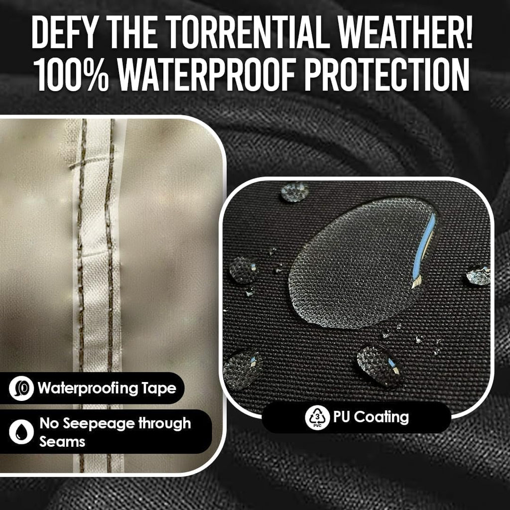 Your Ride! Heavy Duty Motorcycle Cover Waterproof Outdoor 210 Oxford Fabric with Heat Sealed Seams Ultra Waterproof Fits up to 116" All Weather Scooter Cover for Sport Bike with Carry Bag