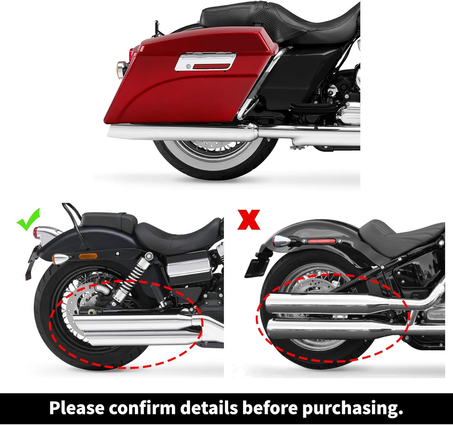 XFMT Motorcycle Saddlebags Red Hard Saddle Bags Trunk For Harley Touring Road King Street Glide Road Glide Electra Glide Ultra Classic 1994-2013