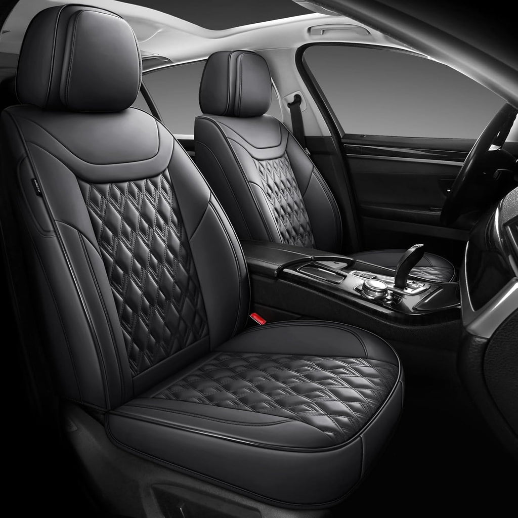 Car Seat Covers Full Set, Leather Seat Covers for Cars, Car Seat Protector Waterproof, Non-Slip Car Interior Covers Fit for Most Cars, SUV, Vans, Trucks,5Seaters,Full Set,Black