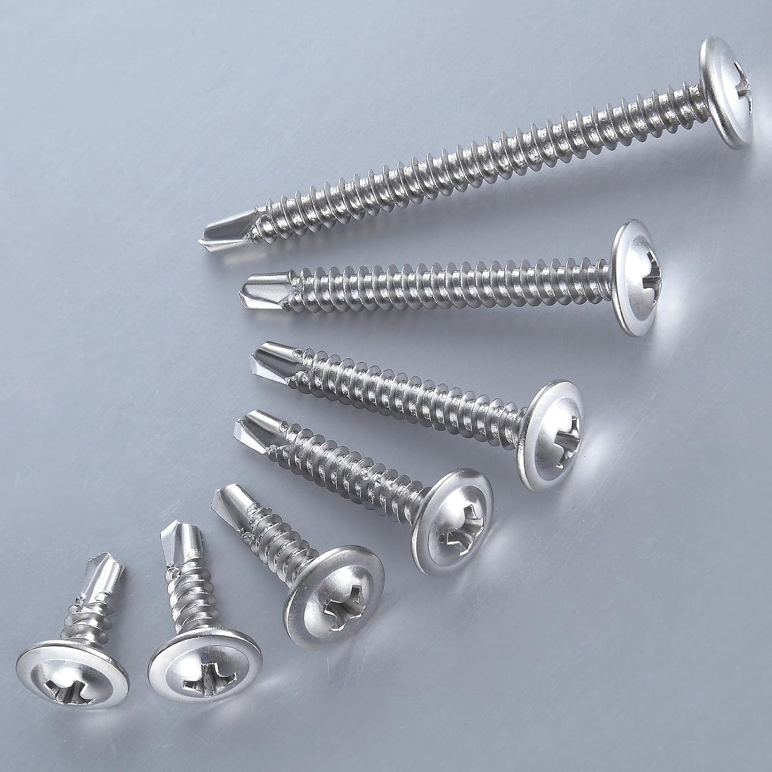Wensilon（200pcs）#8×1-1/4”for Sheet Metal Self-Tapping Screws 410 Stainless Steel Truss Head High-Strength Quick Tapping Screws