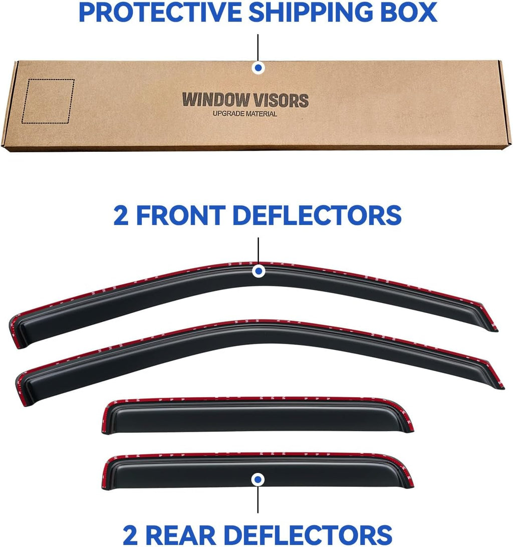 in-Channel Window Visors Rain Guards Shield for 2004-2012 Chevy Colorado, Window Vent Wind Deflectors Visors Shades for 2004-2012 GMC Canyon Crew Cab
