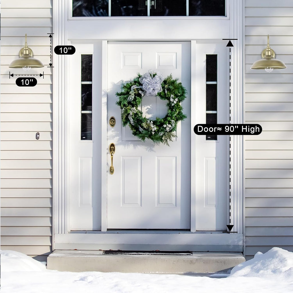 10 Inch Gooseneck Barn Light for Farmhouse, Brass Exterior Barn Style Light Fixture with Wall Mount, Outside Goose Neck Wall Sconce for Front Door Porch Patio Garage