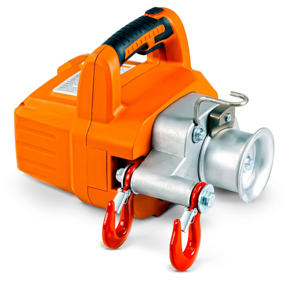 SuperHandy Electric Portable Capstan Winch, Brushless Motor, 1000-2000 lbs Max Pulling Force, Includes 100ft Low-Stretch Rope, Battery & Charger - Ideal for Forestry, Hunting, Off-Road