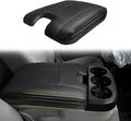 Muslogy Center Console Armrest Cover Compatible with Chevy Silverado/Tahoe & GMC Sierra/Yukon 2007-2013 Comfort Armrest Pad Arm Rest Cushion Vegan Leather Protector 1-Inch Extra Thick(Jump Seat ONLY)