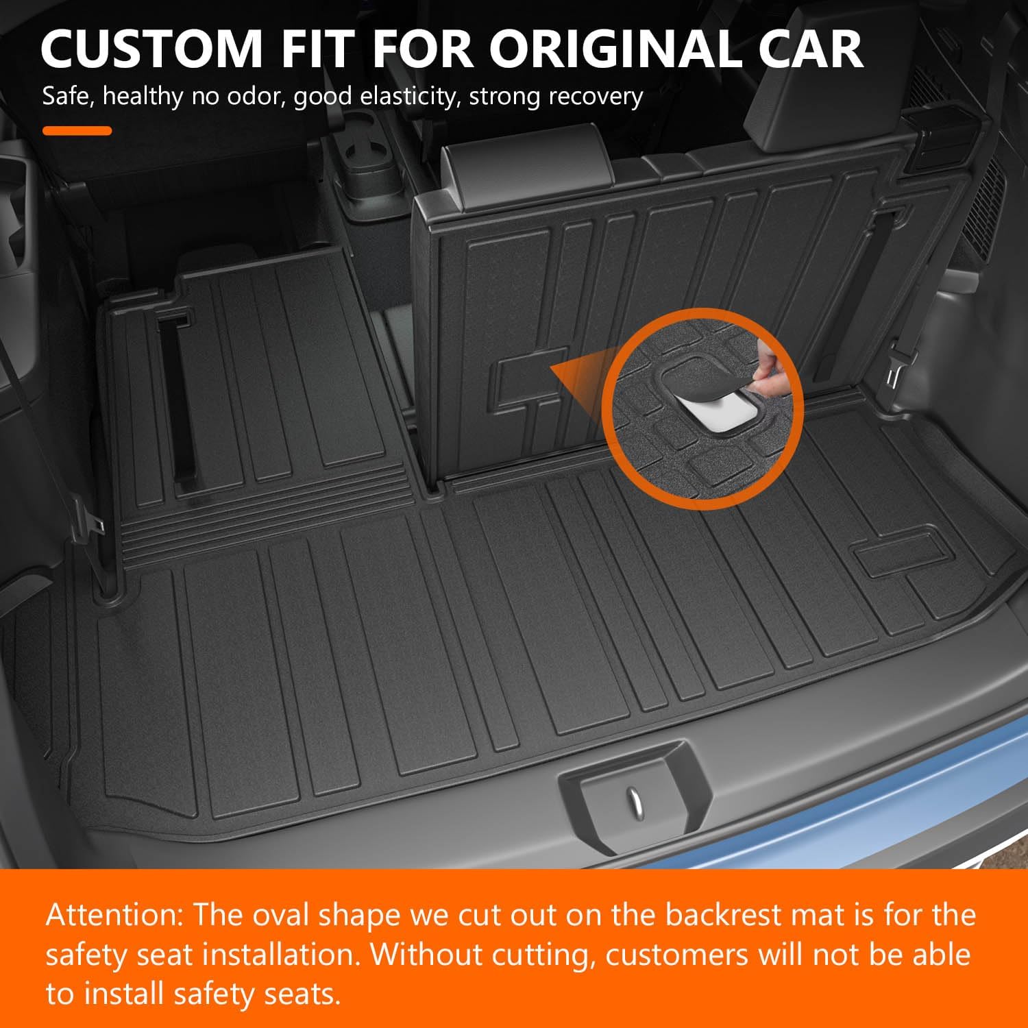 powoq Cargo Mat Compatible with 2020-2025 Toyota Highlander Backrest Mat TPE Cargo Liners Replacement for Toyota Highlander Accessories (Fit 2020-2025 Highlander,Rear Cargo Mat with Backrest Mat)