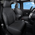 GIANT PANDA Customized Front Car Seat Covers for Jeep Wrangler JK 2/4 Door Sahara Sport Rubicon Unlimited Altitude 2013 2014 2015 2016 2017,Faux Leather - (Black)