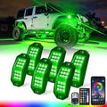 Xprite RGB LED Rock Lights Wide Angle Bluetooth Multicolor Neon Lighting Footwell Underglow Kits w/Wireless Remote, Compatible Jeep Off-Road Trucks Cars UTV ATV SUV RZR Motorcycles Boats 6 Pods