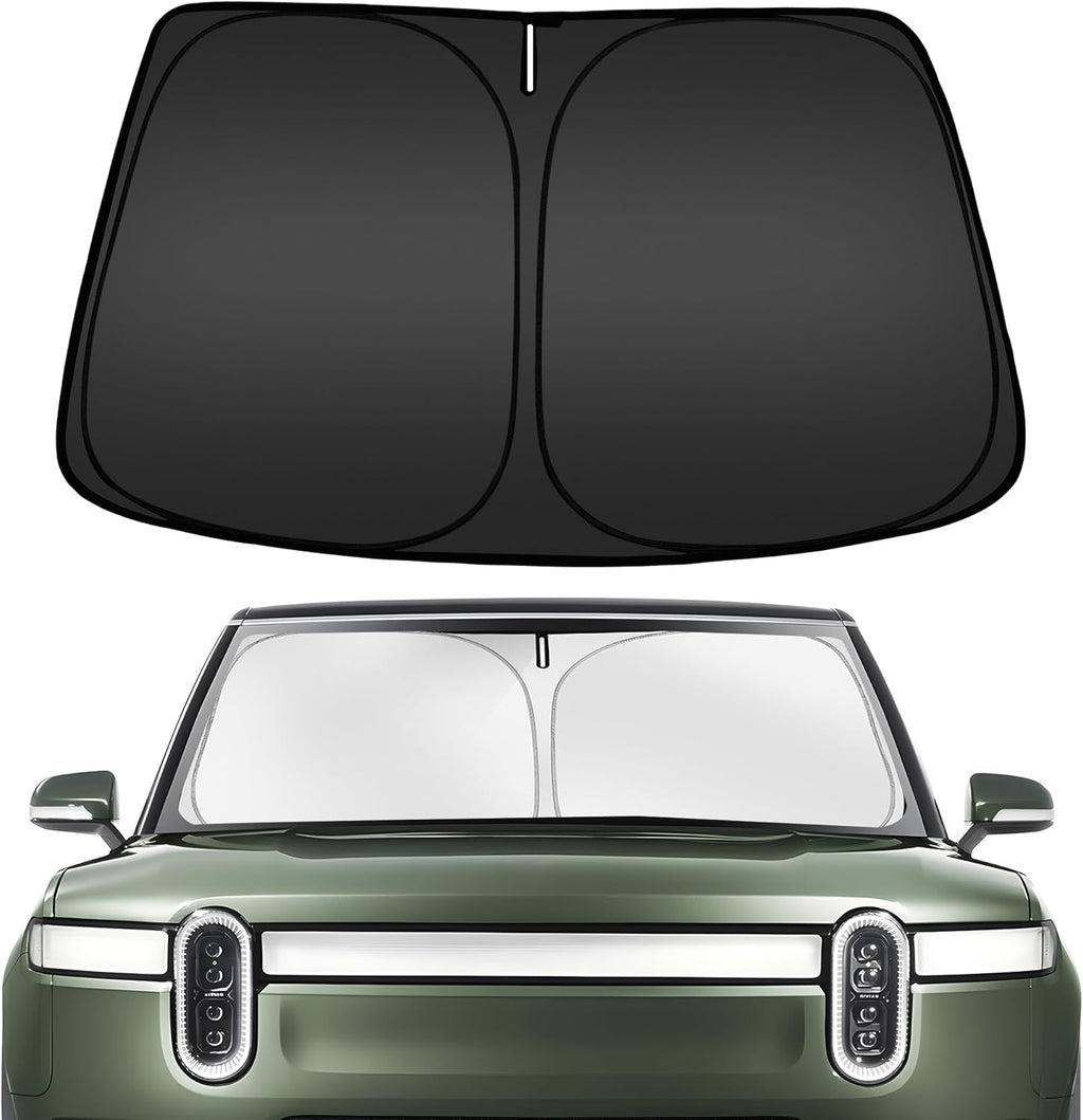 ARISMOTOR Windshield Sun Shade for Rivian R1S 2022-2025 2026, Custom Fit Foldable Front Window Sunshade Sun Visor Protector, Block UV Rays Keep Your Car Cooler