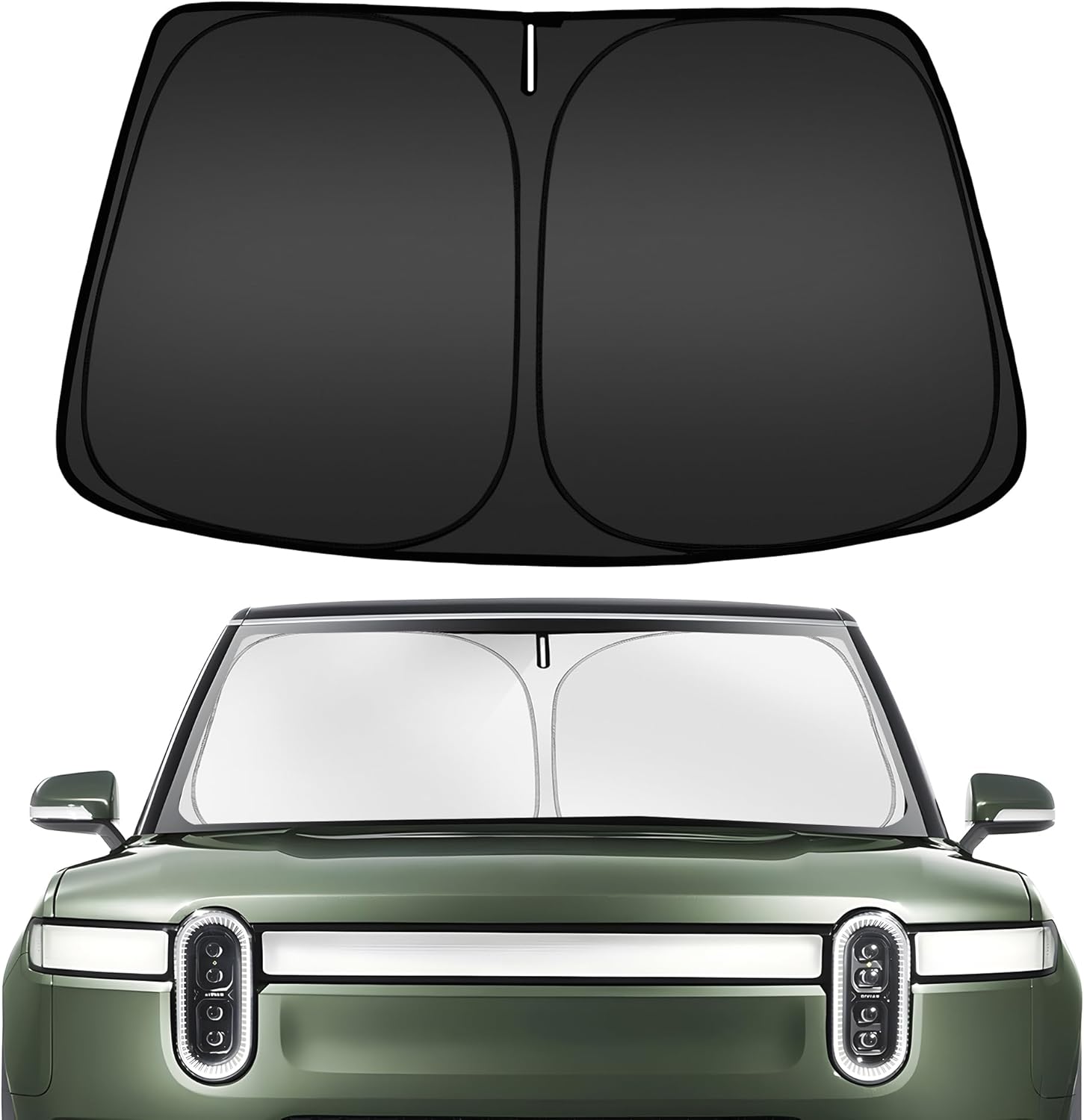 ARISMOTOR Windshield Sun Shade for Rivian R1S 2022-2025 2026, Custom Fit Foldable Front Window Sunshade Sun Visor Protector, Block UV Rays Keep Your Car Cooler